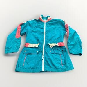 Vintage 80s 90s Mariel Womens Turquoise Full Zip Windbreaker Jacket Size S Small